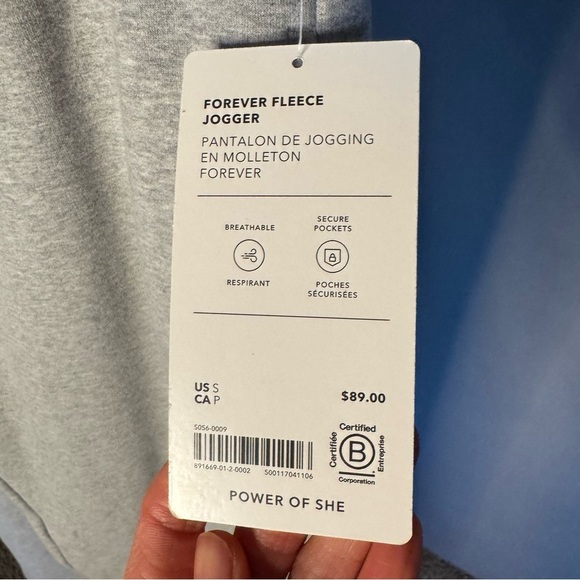 NWT ATHLETA • Women's Forever Fleece Jogger Pants Sweats • Grey Heather • Small - Picture 5 of 16